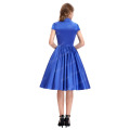 Belle Poque Blue Cap Ärmel V-Ausschnitt Günstige Vintage Retro 50er Kleid BP000032-3